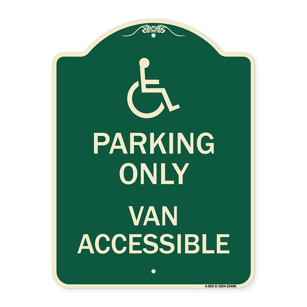 Parking Van Accessible With Graphic Heavy-Gauge Aluminum Architectural Sign, 24" x 18", G-1824-23406